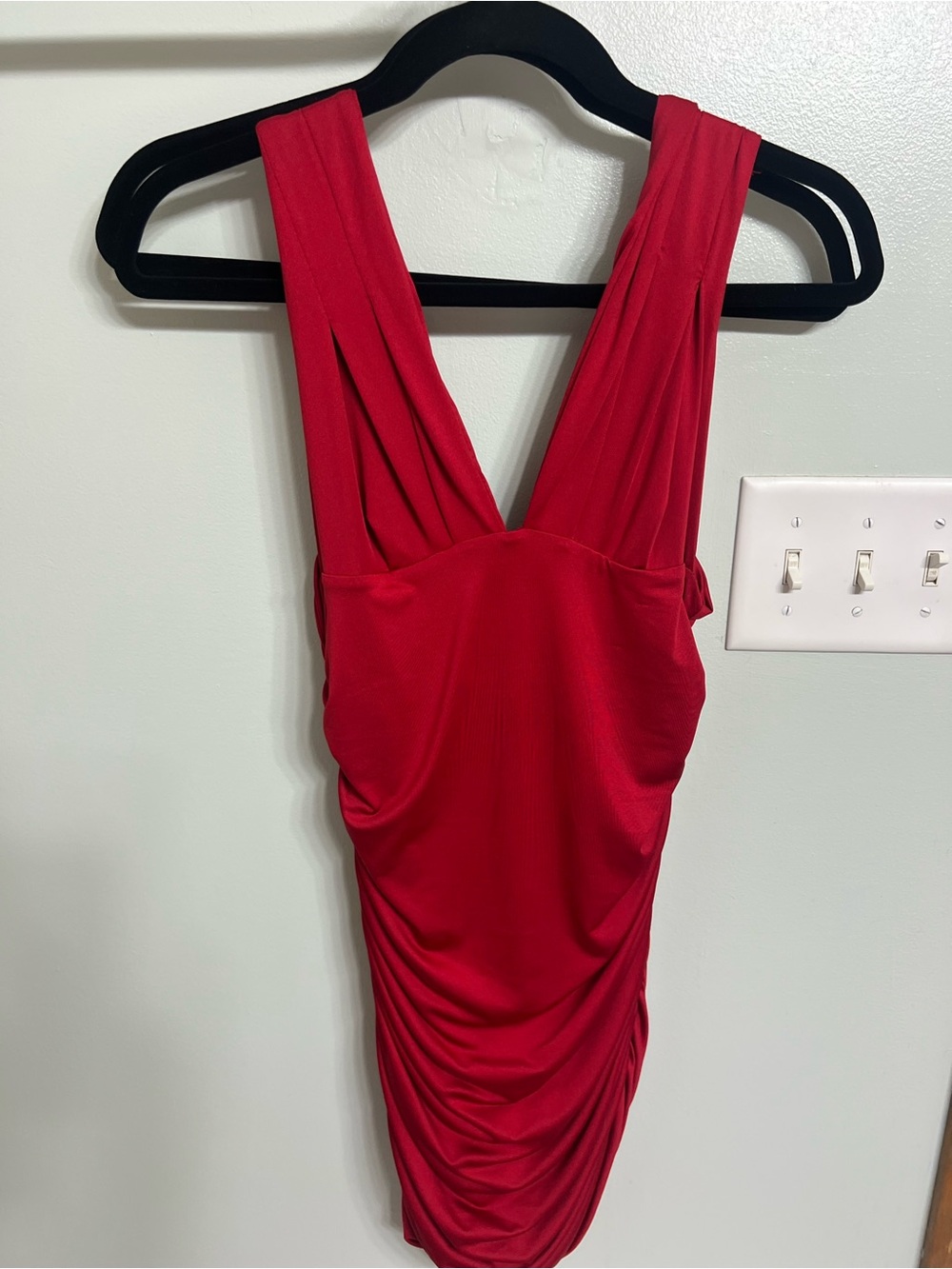 Red Draped Mini Dress - Women